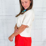 Edwards Ecru Cropped Tee