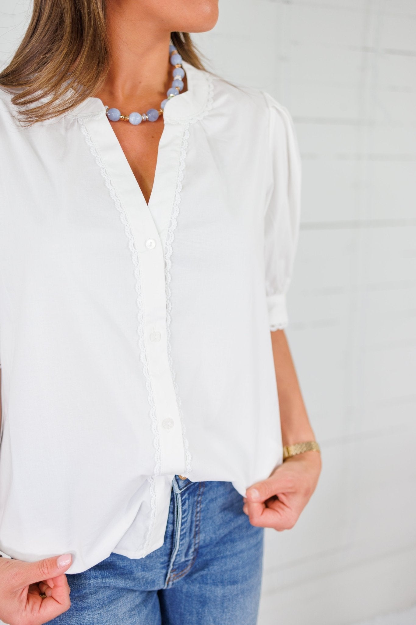 Elaine White Top Mary Square