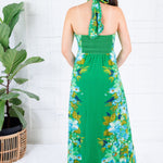 Elizabeth James Aubrey Hula Green Halter Maxi Dress