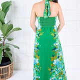 Elizabeth James Aubrey Hula Green Halter Maxi Dress