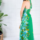 Elizabeth James Aubrey Hula Green Halter Maxi Dress