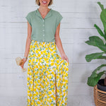 Ellie Limoncello Smocked Waist Maxi Skirt Adrienne