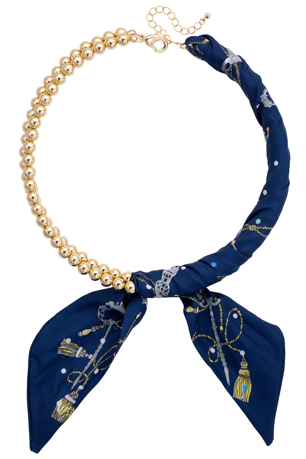 Elodie Ball Bead Navy Scarf Necklace - A3 Accessories - Jewelry - Clover + Bee