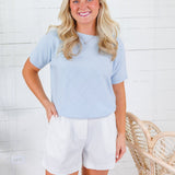 Emanuel Baby Blue Diamond Pointelle Sweater Allie Rose