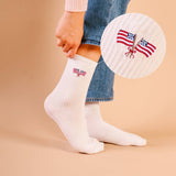 Socks with American flag on them