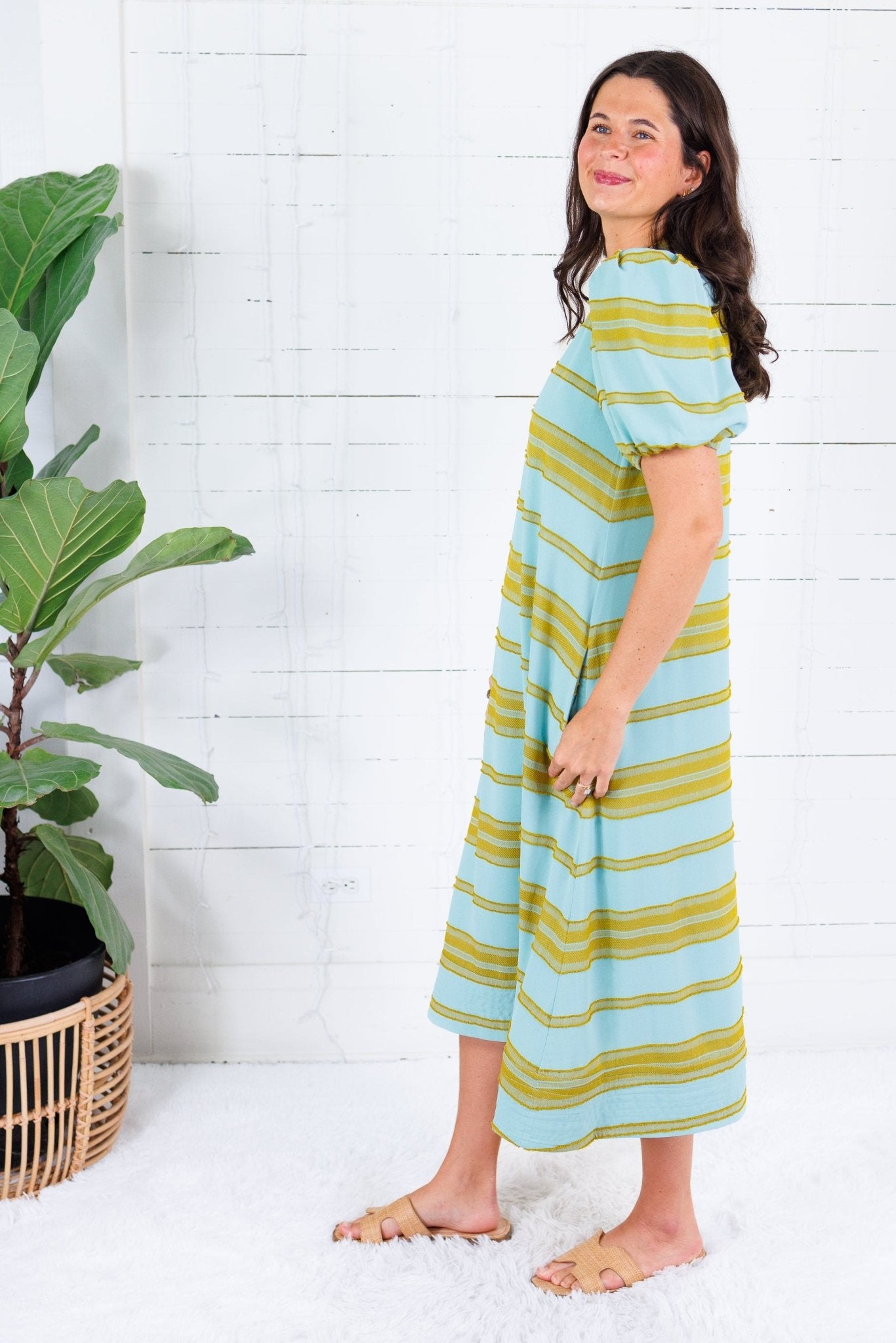 Emily McCarthy Hampton Fringe Stripe Maxi Dress