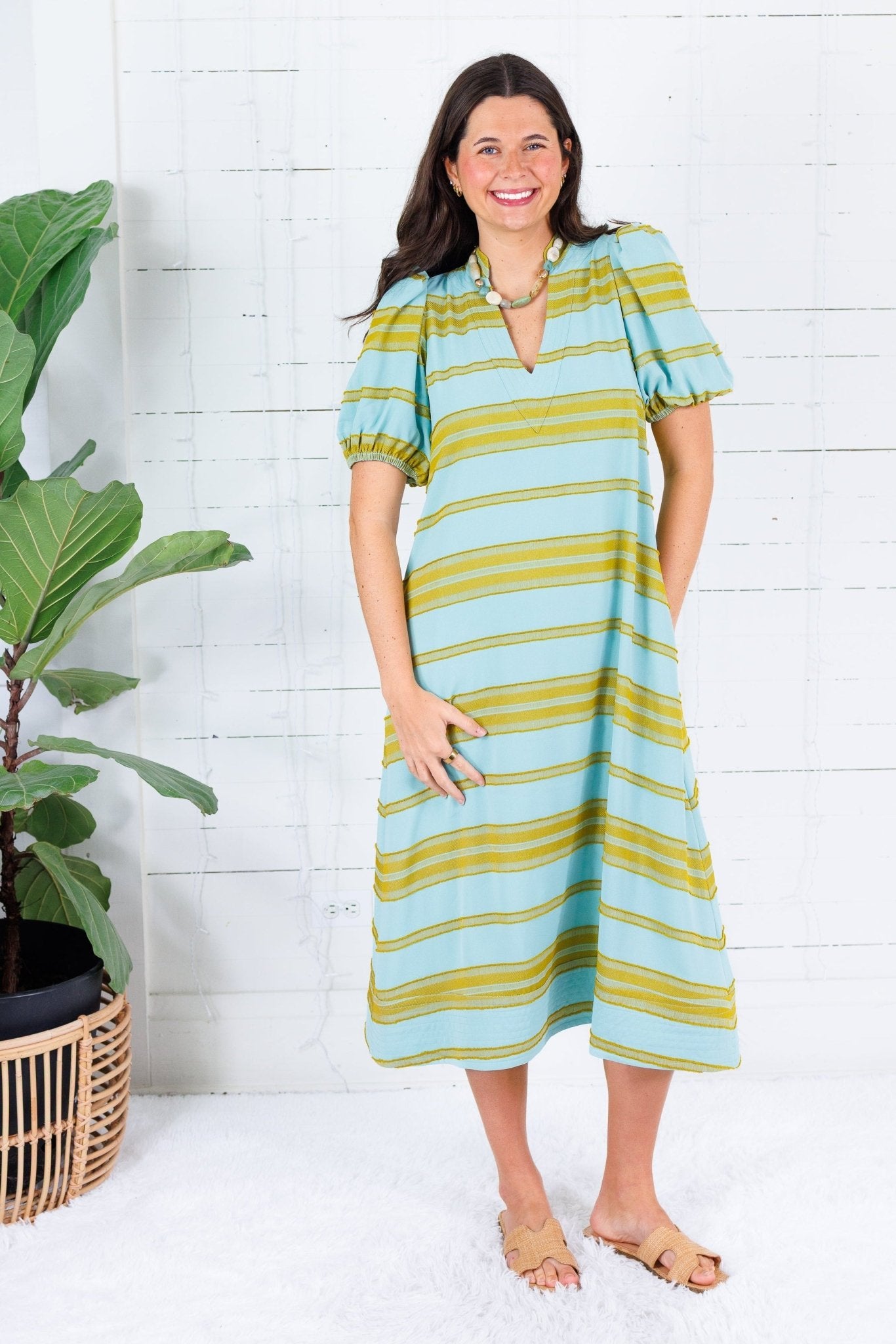 Emily McCarthy Hampton Fringe Stripe Maxi Dress