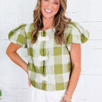 Emily McCarthy Isabella Avocado Gingham Top