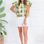 Emily McCarthy Isabella Avocado Gingham Top
