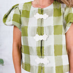 Emily McCarthy Isabella Avocado Gingham Top