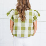 Emily McCarthy Isabella Avocado Gingham Top