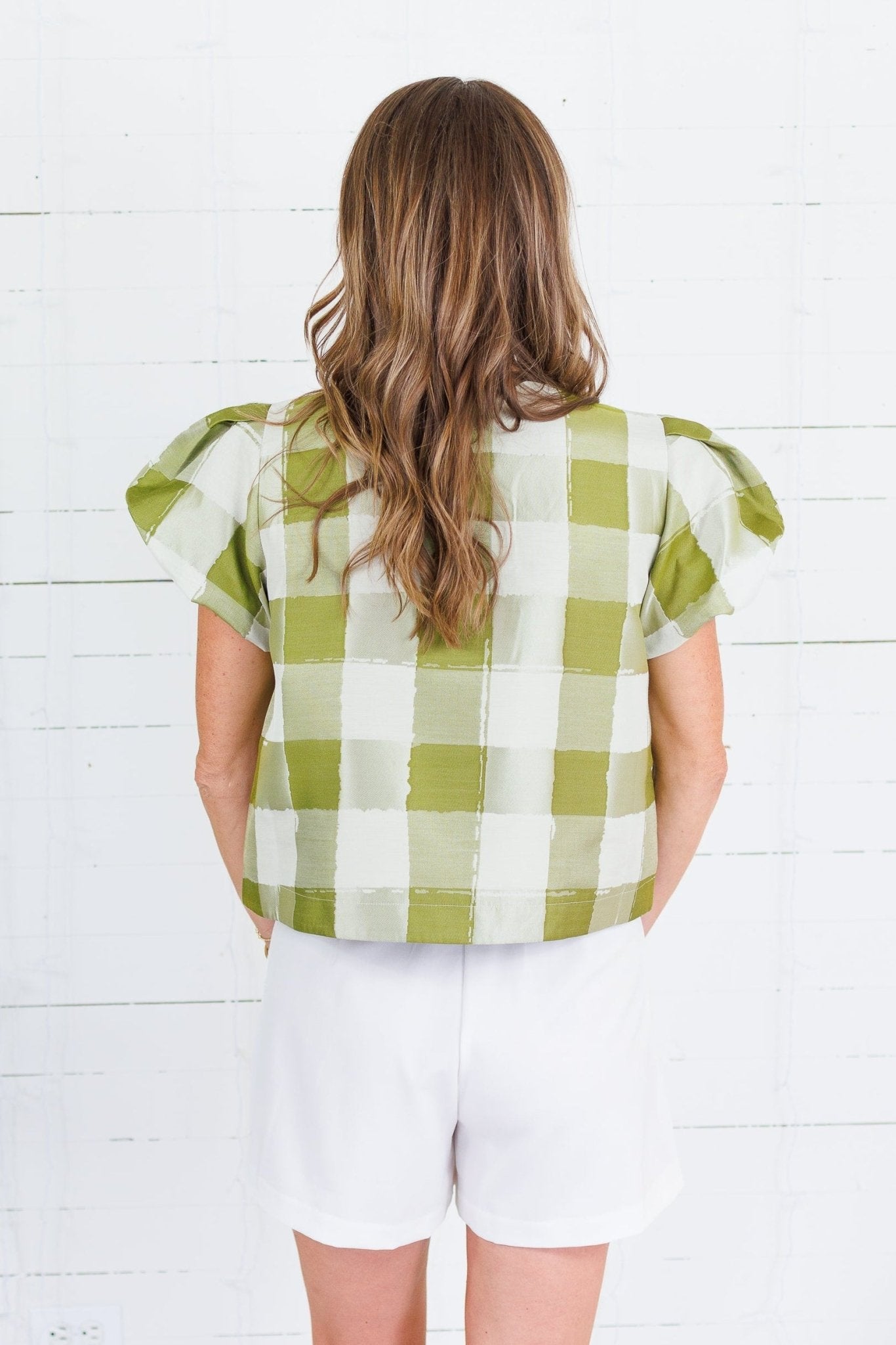 Emily McCarthy Isabella Avocado Gingham Top