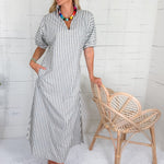 Emily McCarthy Poppy Black Stripe Maxi Dress