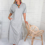 Emily McCarthy Poppy Black Stripe Maxi Dress