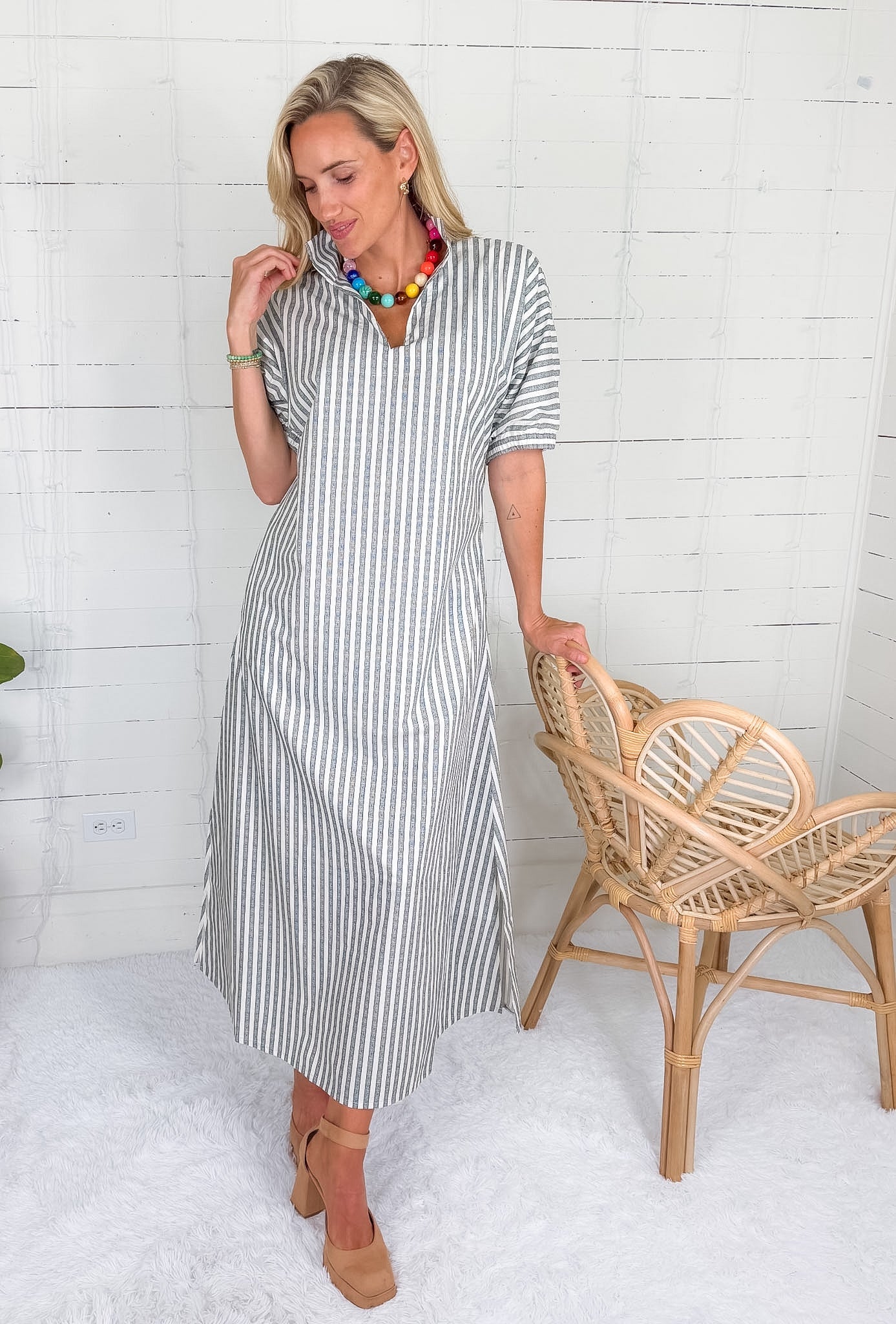 Emily McCarthy Poppy Black Stripe Maxi Dress