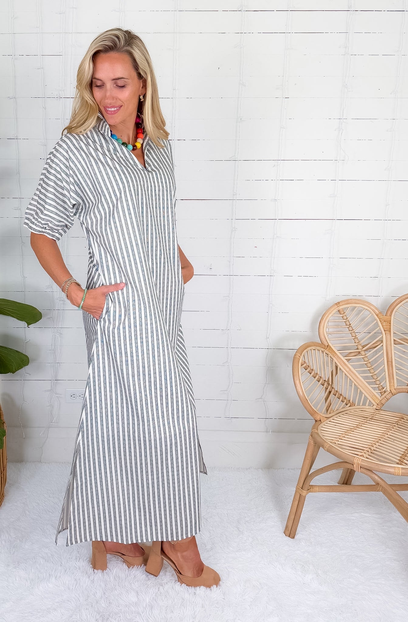 Emily McCarthy Poppy Black Stripe Maxi Dress