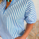 Emily McCarthy Poppy French Blue Stripes Top - T1 Tops - Blouses - Clover + Bee