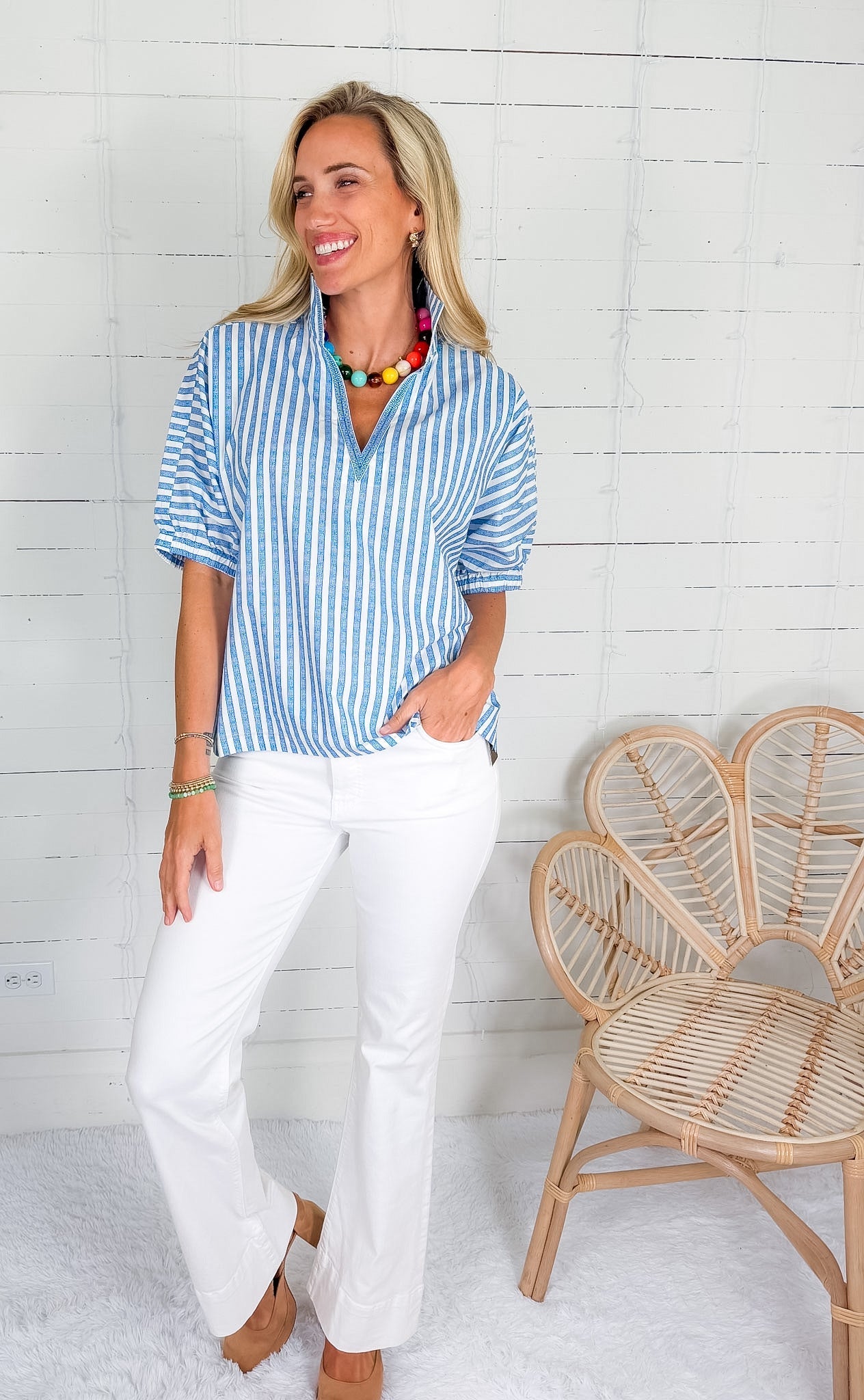 Emily McCarthy Poppy French Blue Stripes Top