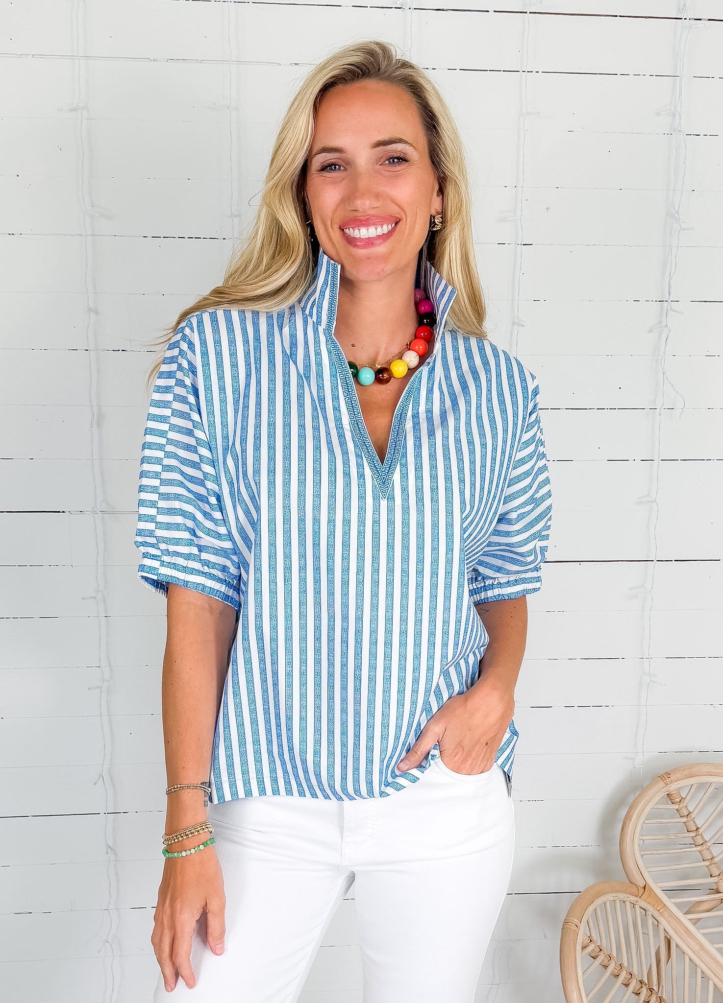 Emily McCarthy Poppy French Blue Stripes Top