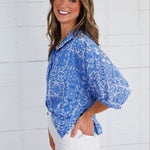 Emily McCarthy Positano Blue Burnout Bonny Top