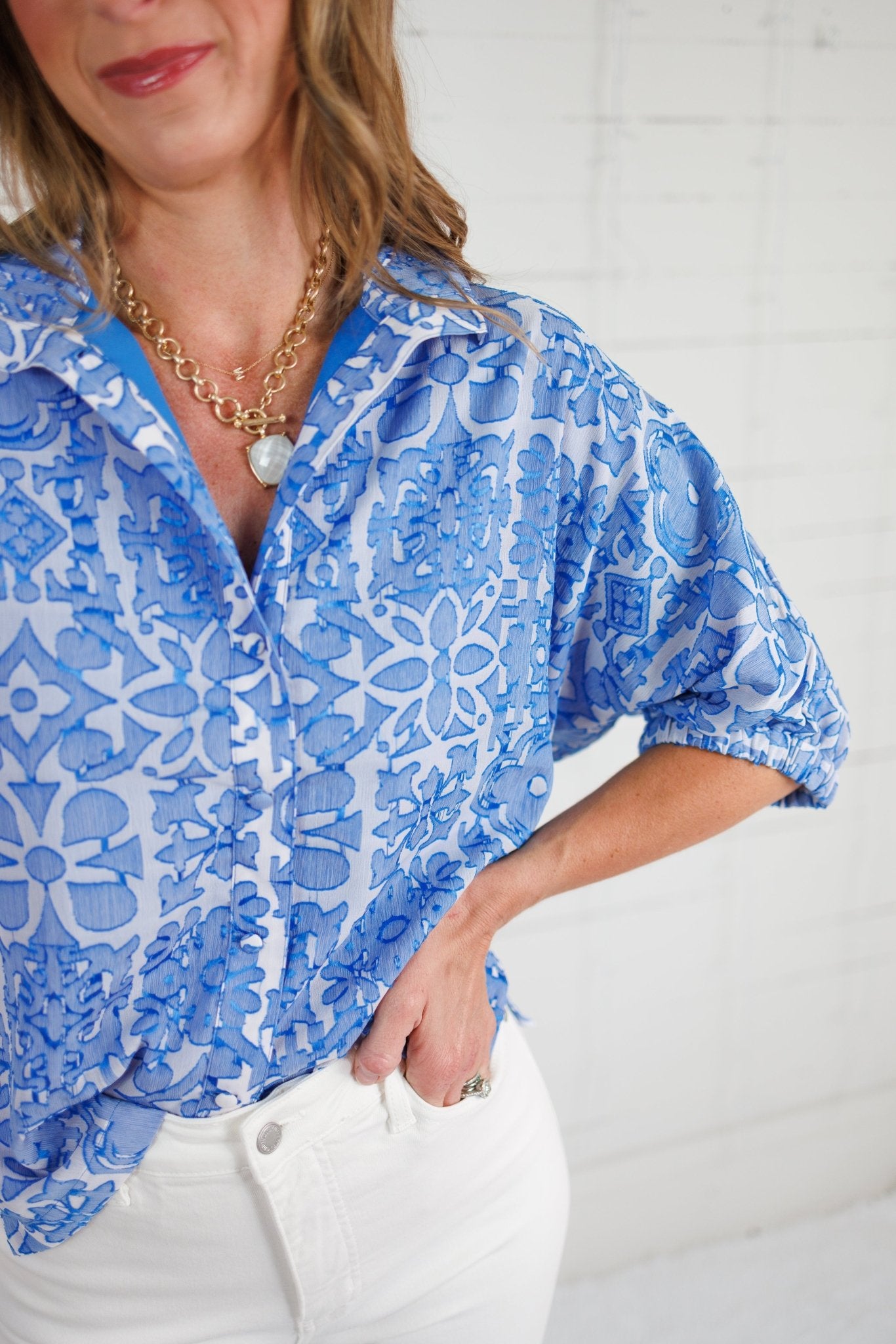 Emily McCarthy Positano Blue Burnout Bonny Top