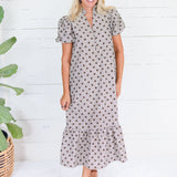 Estella Espresso Dot Maxi Dress Entro