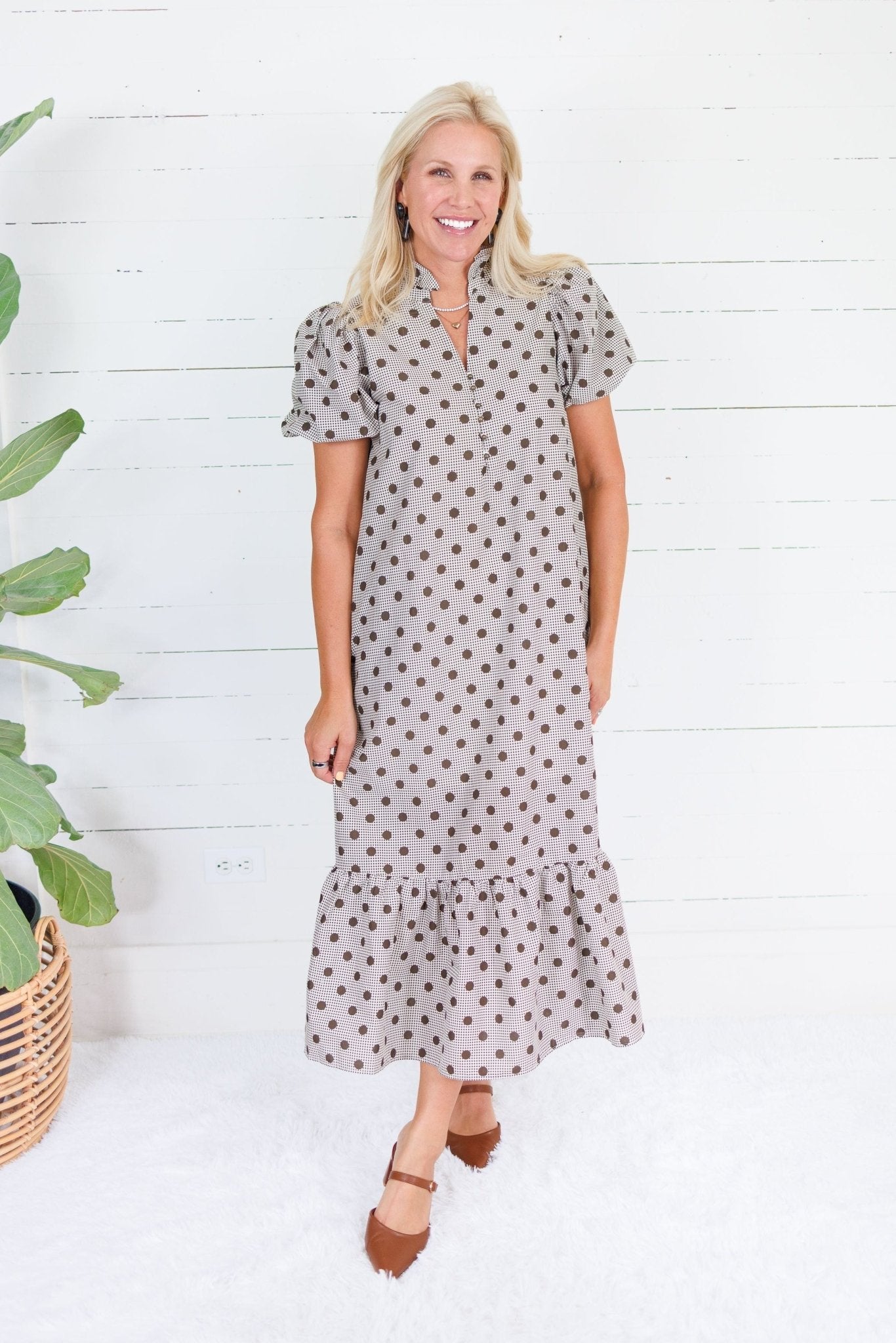 Estella Espresso Dot Maxi Dress Entro