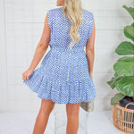 Ethel Royal Polka Dot Tiered Mini Dress PINCH 