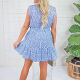 Ethel Royal Polka Dot Tiered Mini Dress PINCH 