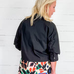 Eugene Black Tucked Sleeve Top Pinch