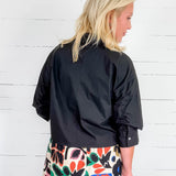 Eugene Black Tucked Sleeve Top Pinch