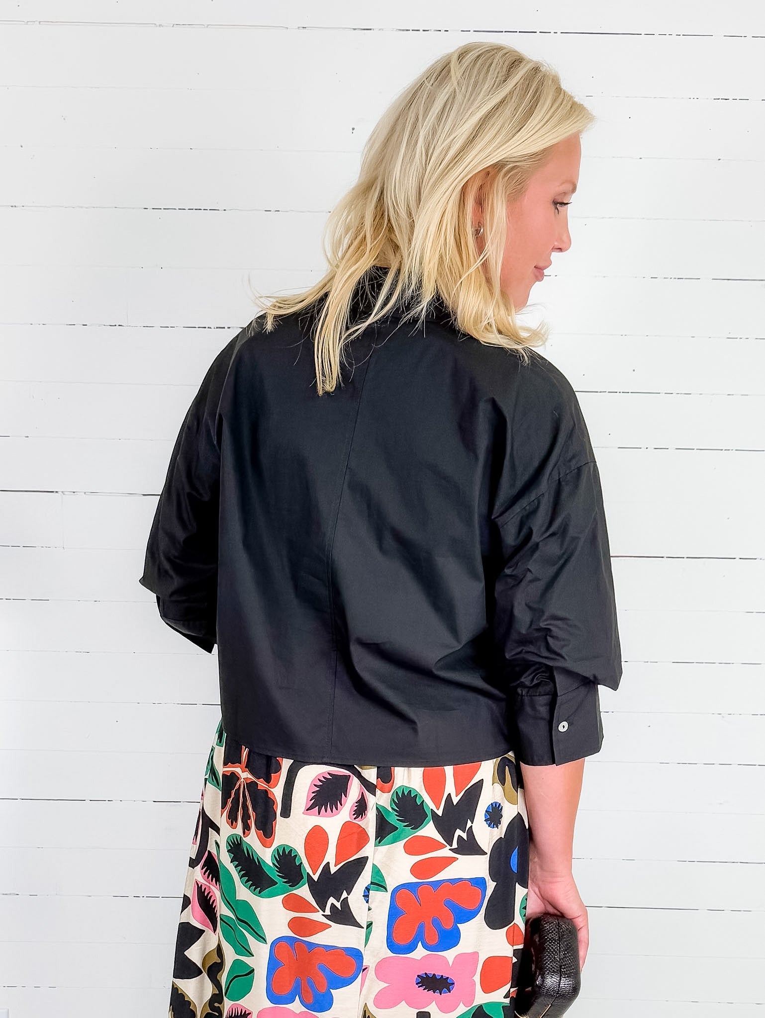 Eugene Black Tucked Sleeve Top Pinch