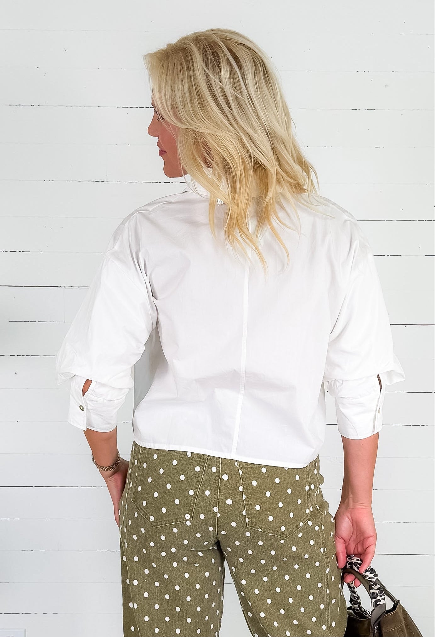 Eugene White Tucked Sleeve Top Pinch