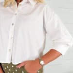 Eugene White Tucked Sleeve Top Pinch