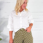 Eugene White Tucked Sleeve Top Pinch