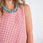 Eva Coral Gingham Maxi Dress Compania Fantastica