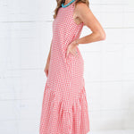 Eva Coral Gingham Maxi Dress Compania Fantastica