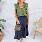Evans Dark Denim Knit Midi Skirt