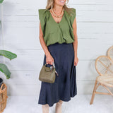 Evans Dark Denim Knit Midi Skirt