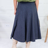 Evans Dark Denim Knit Midi Skirt