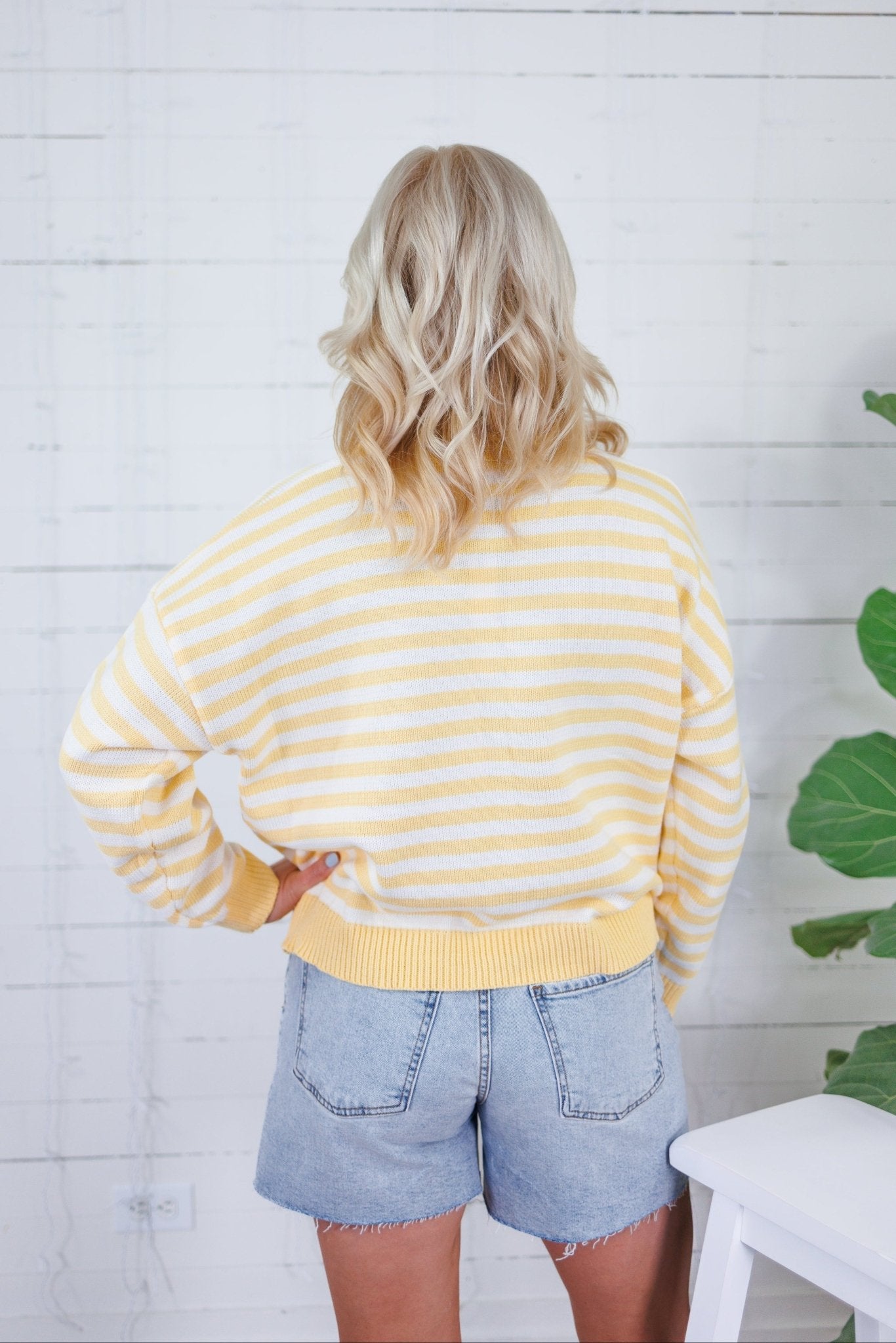 Eve Yellow Striped Crewneck Sweater Papermoon 