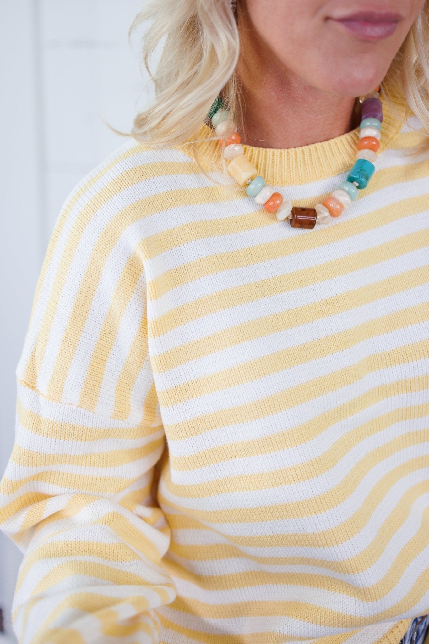 Eve Yellow Striped Crewneck Sweater Papermoon 