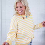 Eve Yellow Striped Crewneck Sweater Papermoon 