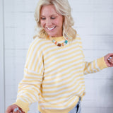 Eve Yellow Striped Crewneck Sweater Papermoon 