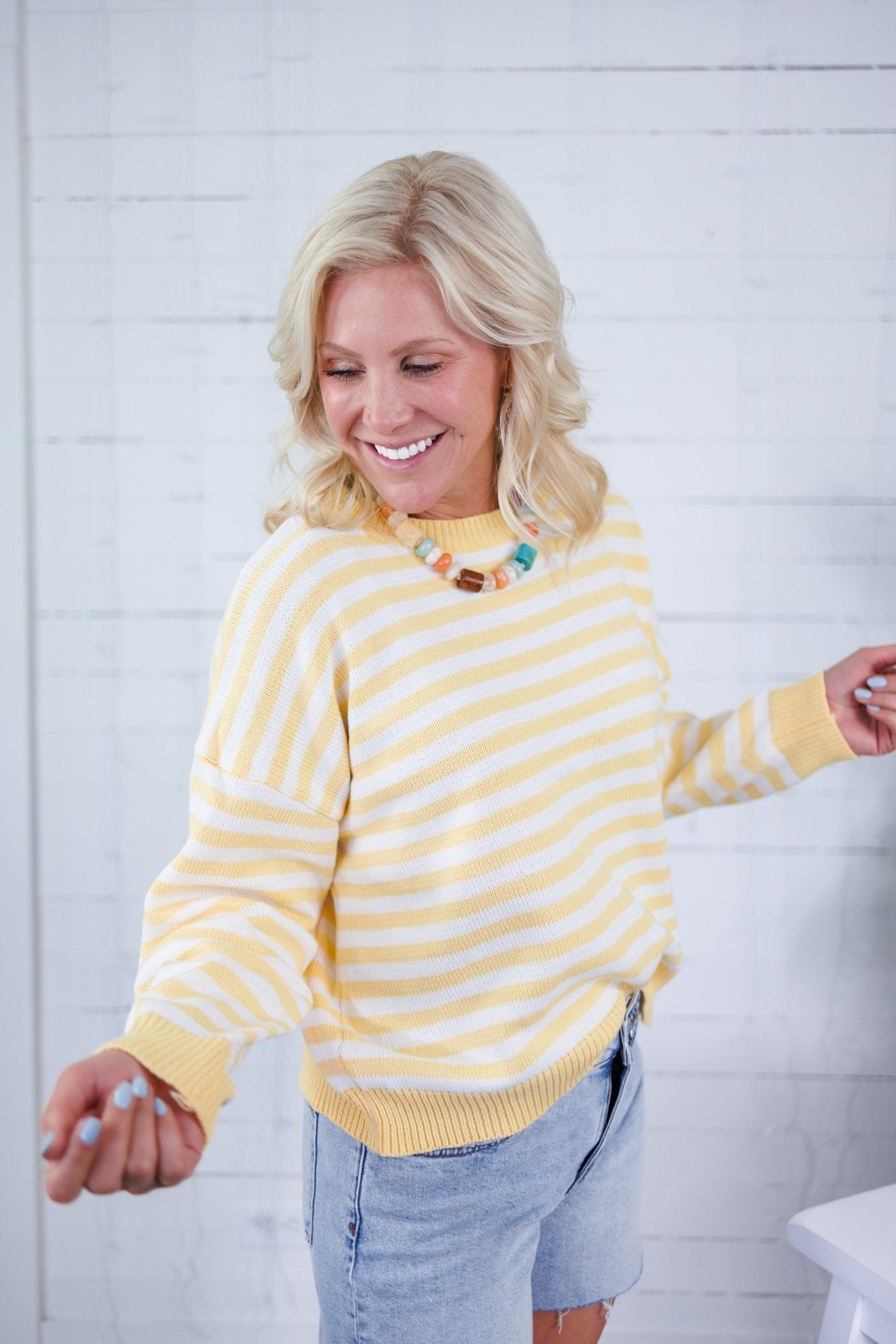 Eve Yellow Striped Crewneck Sweater Papermoon 
