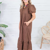Evelyn Cocoa Eyelet Maxi Dress