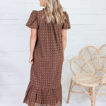 Evelyn Cocoa Eyelet Maxi Dress