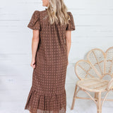 Evelyn Cocoa Eyelet Maxi Dress