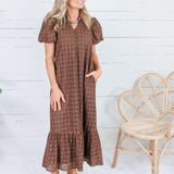 Evelyn Cocoa Eyelet Maxi Dress