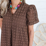 Evelyn Cocoa Eyelet Maxi Dress